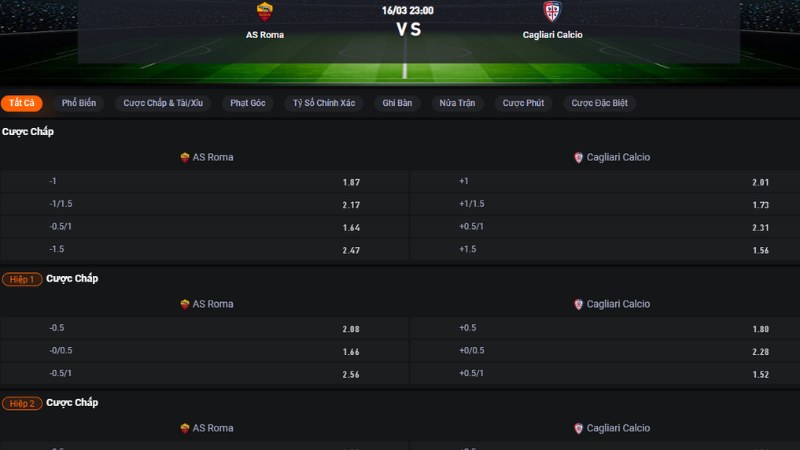 Roma vs Cagliari