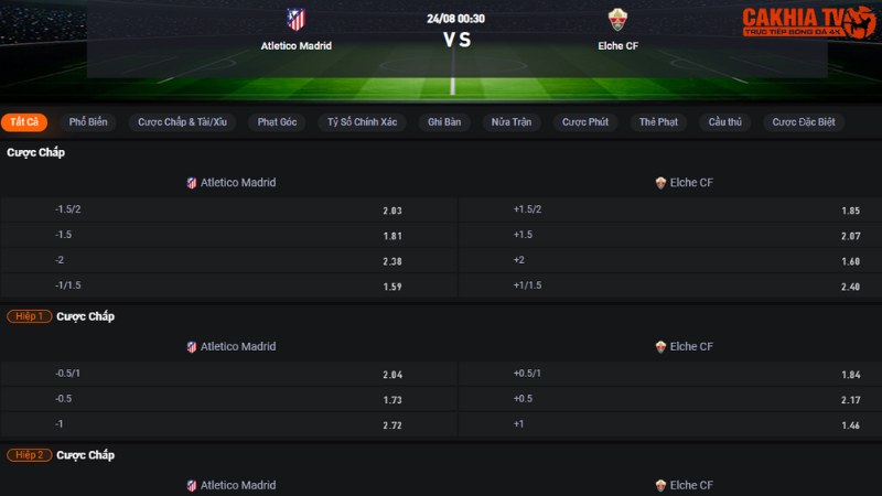 Atletico Madrid vs Elche