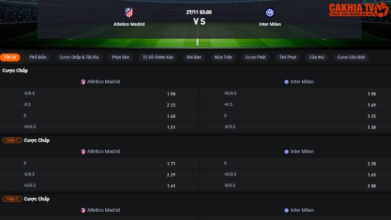 Atletico Madrid vs Inter